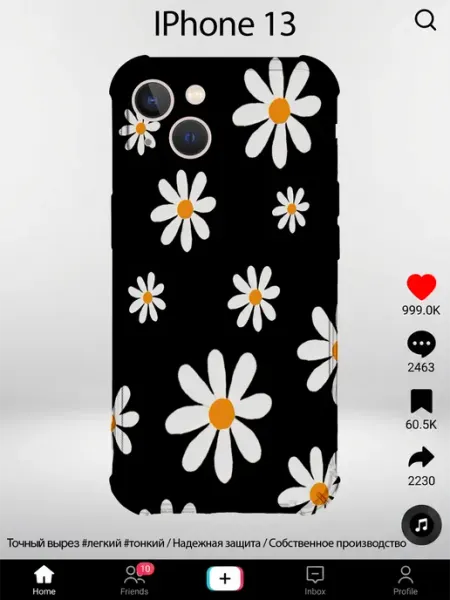 Чехол на iPhone 13 с принтом ромашки PRINTberries