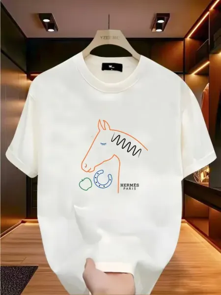 Футболка с логотипом Hermes хлопковая,белый