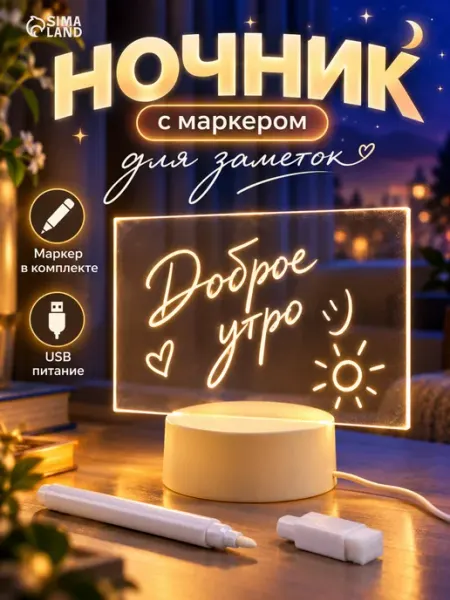 Ночник с маркерами подарок ребенку Luazon Lighting