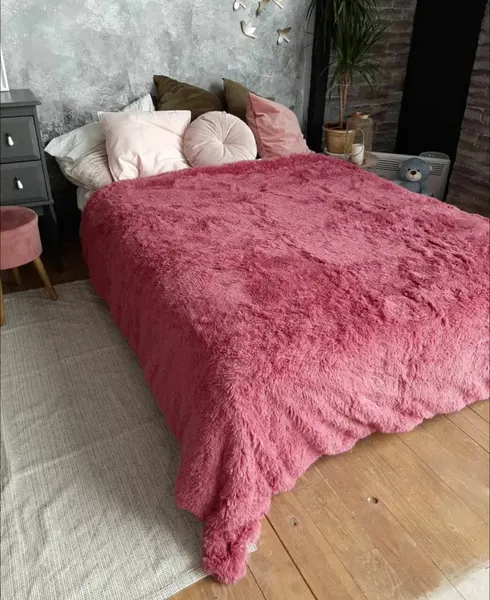 Плед "Травка" Искусственный мех, Покрывало на диван/кровать 200x220 см