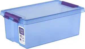 Контейнер для хранения вещей Rox Box HOME, 10 л, с крышкой, с клипсами, прозрачно-голубой, пластиковый (M-H10-00.06)