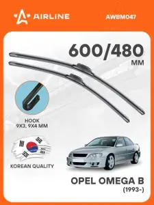 Щетки стеклоочистителя для Opel Omega B (09.93-09.03) 600/480мм 2 шт бескаркасные / Дворники автомобильные Опель Омега Б