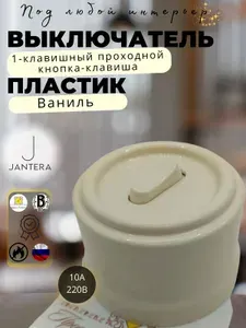 Накладной ретро выключатель Jantera клавишный (кнопка), проходной, одинарный, пластик ВАНИЛЬ JCA.0K11.PG03