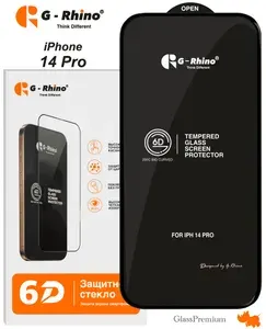 Защитное стекло G-Rhino для iPhone 14 Pro / 6.1" / Premium Glass (закруглённые края,полная проклейка)