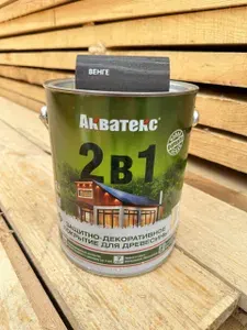 АКВАТЕКС Деревозащитный текстурирующий состав, цвет Венге (2,7 л), формула 2 в 1: грунт и антисептик, полуматовое покрытие, Рогнеда