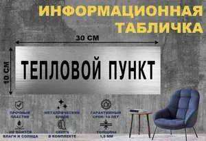 Табличка "ТЕПЛОВОЙ ПУНКТ" на стену и дверь 300*100 мм с двусторонним скотчем