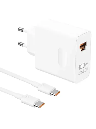 HUAWEI Быстрое зарядное устройство 100W USB Type-C / Type-A с кабелем, белый