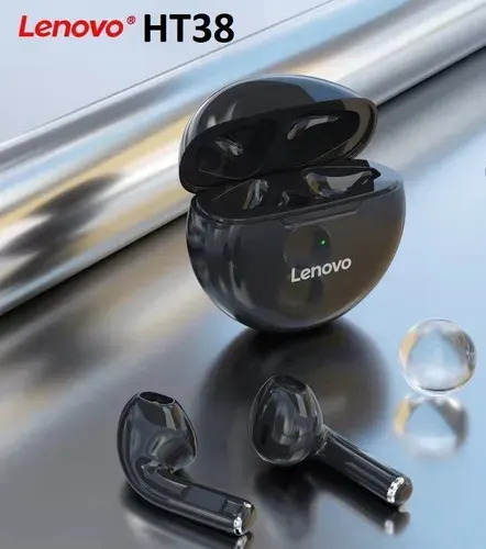Беспроводные наушники Lenovo HT38 с микрофоном, в зарядном кейсе, белые.
