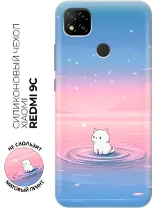 Силиконовый чехол на Xiaomi Redmi 10A / 9C с принтом "Кошка среди звёзд"