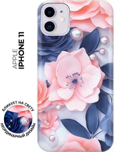 Силиконовый чехол на Apple iPhone 11 с принтом "Розы и жемчуг"