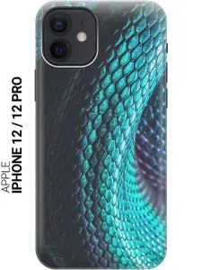 Силиконовый чехол на Apple iPhone 12, 12 Pro, Эпл Айфон 12, 12 Про с принтом "Змеиная кожа" прозрачный