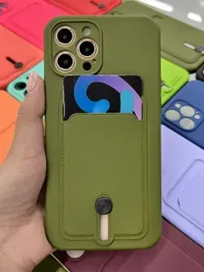 Чехол для iPhone 12 Pro Max хаки с карманом для банковской карты.