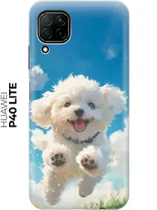 Силиконовый чехол на Huawei P40 Lite с принтом "Радостный щенок"