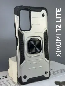 Чехол на Xiaomi 12 Lite/ Ксяоми 12 Лайт противоударный, с магнитным кольцом, серебристый