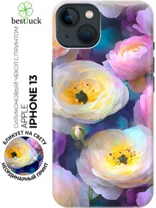 Силиконовый чехол на Apple iPhone 13 с принтом "Кружева из ранункулюсов"