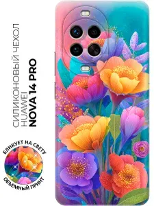 Силиконовый чехол на Huawei nova 14 pro с принтом "Радуга цветов"