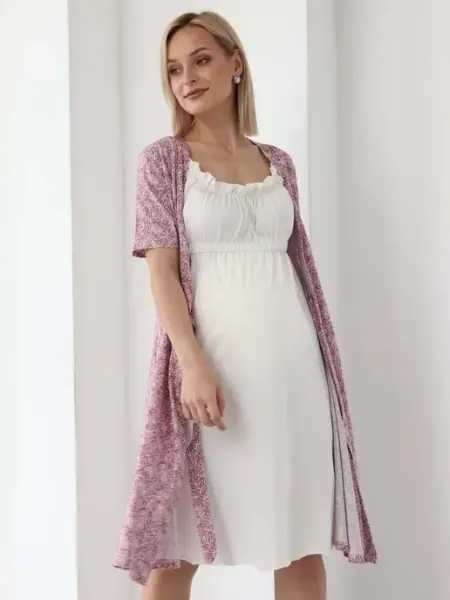 Hunny Mammy Костюм для беременных и кормления халат с сорочкой в роддом
