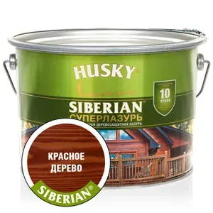 Суперлазурь, антисептик, пропитка для дерева HUSKY Siberian 9л Красное дерево