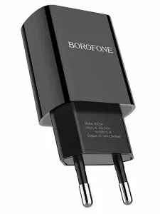 Сетевое Зарядное устройство Borofone BA20A, 1USB, 2,1А, цвет черный (зарядка для iPhone, Android)
