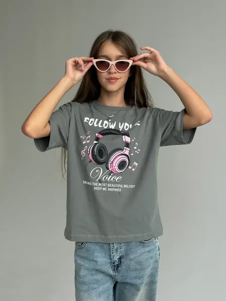 HW_kids Футболка оверсайз с принтом для подростков