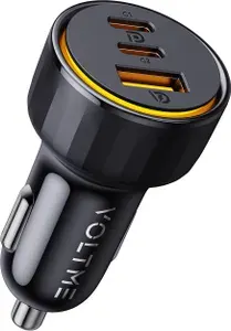 Быстрая зарядка в прикуриватель АЗУ VOLTME Cazo 65CCA USB A + 2 Type-C, 65 Вт W, автомобильное зарядное устройство для телефона в машину, черный