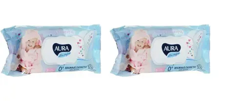 Влажные салфетки Aura Ultra Comfort, детские, гипоаллергенные, 100 шт х 2 упаковк
