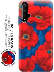 Силиконовый чехол на Honor 20 / Huawei Nova 5T с принтом "Маковое пламя"