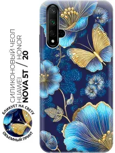 Силиконовый чехол на Honor 20 / Huawei Nova 5T с принтом "Синяя симфония природы"
