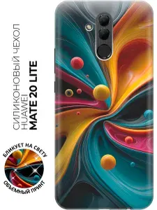 Силиконовый чехол на Huawei Mate 20 Lite с принтом "Танец красок"