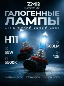 Галогенные Лампы H11 в противотуманки на Lexus GS (2011-2013) Лексус - Белые автомобильные лампы. Галогеновые лампочки Н11 - Яркие Холодные лампы