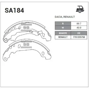 Колодки тормозные барабанные (комплект) для Renault Clio 4 2012-2020 для автомобилей с ABS, Рено Клио 4 колодки тормозные барабанные (комплект) HI-Q SA184, oem 7701205758