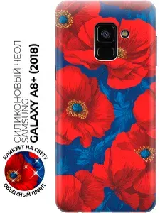 Силиконовый чехол на Samsung Galaxy A8+ (2018) с принтом "Маковое пламя"