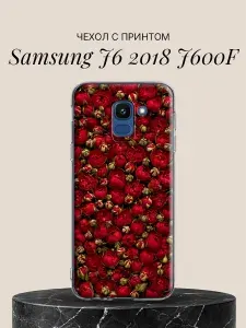 Чехол на Samsung J6 2018 J600F с принтом Красные пионы в бутонах