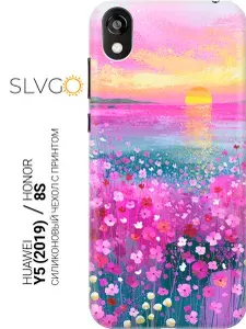 Силиконовый чехол на Honor 8S / Huawei Y5 (2019) с принтом Розовое волшебство заката, trn
