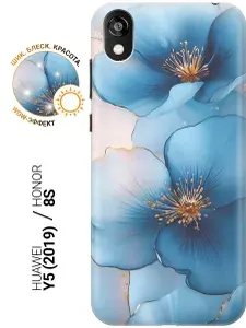 Силиконовый чехол на Honor 8S / Huawei Y5 (2019) с принтом "Голубые ирисы"