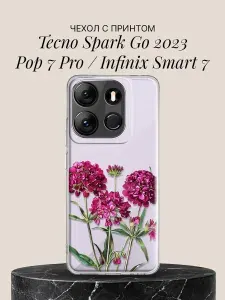 Силиконовый чехол на Tecno Spark Go 2023 / Tecno Pop 7 Pro / Tecno Pop 7 / Infinix Smart 7 с принтом 3 Цветка