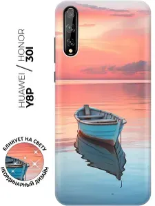 Силиконовый чехол на Honor 30i / Huawei Y8P с принтом "Одинокая лодка"