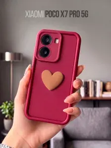 Силиконовый чехол на Xiaomi POCO X7 Pro 5G, для Поко Х7 Про 5G с объёмным 3D сердцем и высокими бортиками