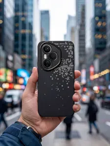 Чехол на Honor 400 Pro / Хонор 400 Про имитация карбона ЧЕРНЫЙ