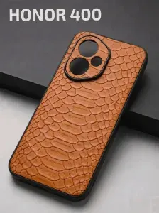 Чехол на Honor 400 / Чехол на Хонор 400 с защитой камеры, крокодил, оранжевый