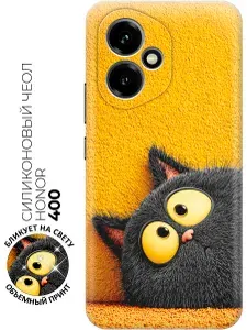 Силиконовый чехол на Honor 400 с принтом "Солнечный сон чёрного кота"