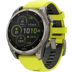 Смарт-часы Garmin Fenix 8 Solar 47мм Sapphire Titanium с желтым ремешком