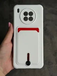 Чехол на HONOR 50 LITE / NOVA 8I карман белый с карманом для карт