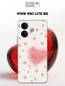 Чехол на Виво В60 Лайт 5G силиконовый с принтом "Blooms in time pink"