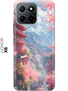 Силиконовый чехол на Honor X6 / X8 5G с принтом "Цветущий город"