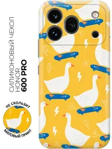 Чехол на Honor 600 Pro с принтом "Гуси на скейтбордах"