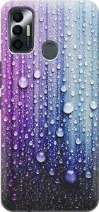 Силиконовый чехол на Tecno Spark 7 / Техно Спарк 7 с принтом "Капли на голубом"