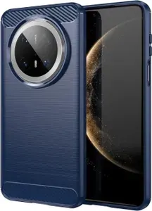 Чехол на Huawei Mate 70 Pro силиконовый карбон сталь синий