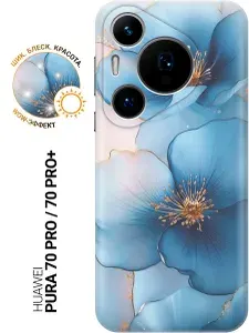 Силиконовый чехол на Huawei Pura 70 Pro / 70 Pro+ с принтом "Голубые ирисы"