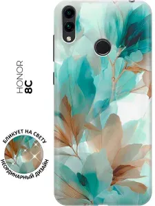 Силиконовый чехол на Honor 8C с принтом "Грация прозрачных листьев"